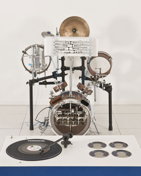 #UNRAVEL Record Player (foreground) and Percussion Set (background)